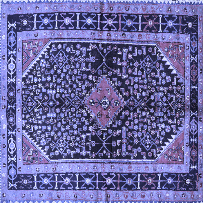 Square Machine Washable Persian Blue Traditional Rug, wshtr391blu