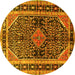 Round Persian Yellow Traditional Rug, tr391yw