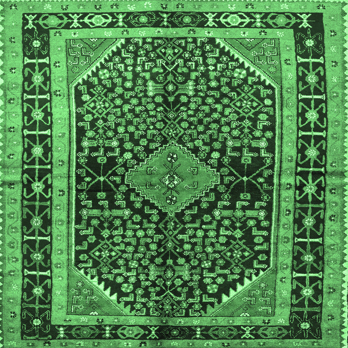 Square Persian Emerald Green Traditional Rug, tr391emgrn