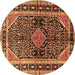 Round Machine Washable Persian Brown Traditional Rug, wshtr391brn