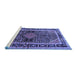 Sideview of Machine Washable Persian Blue Traditional Rug, wshtr391blu