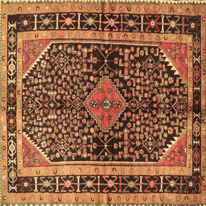 Square Machine Washable Persian Brown Traditional Rug, wshtr391brn