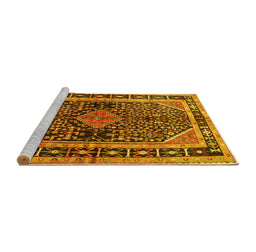 Sideview of Machine Washable Persian Yellow Traditional Rug, wshtr391yw