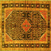 Square Machine Washable Persian Yellow Traditional Rug, wshtr391yw