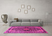 Machine Washable Persian Pink Traditional Rug in a Living Room, wshtr391pnk