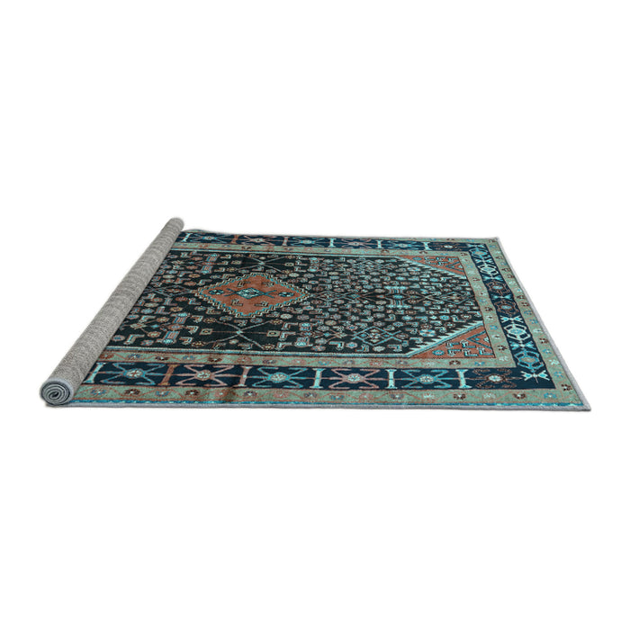 Sideview of Machine Washable Persian Light Blue Traditional Rug, wshtr391lblu