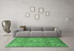 Machine Washable Persian Emerald Green Traditional Area Rugs in a Living Room,, wshtr3920emgrn