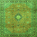 Round Machine Washable Persian Green Traditional Area Rugs, wshtr3920grn