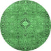 Round Persian Emerald Green Traditional Rug, tr3920emgrn