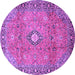 Round Machine Washable Persian Purple Traditional Area Rugs, wshtr3920pur