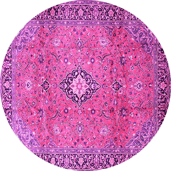 Round Machine Washable Persian Pink Traditional Rug, wshtr3920pnk