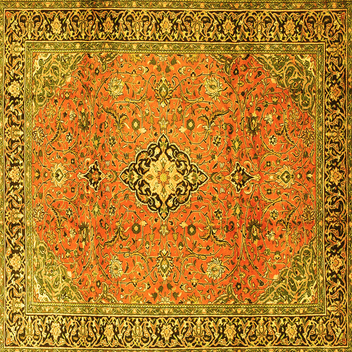 Square Machine Washable Persian Yellow Traditional Rug, wshtr3920yw