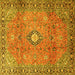 Square Machine Washable Persian Yellow Traditional Rug, wshtr3920yw