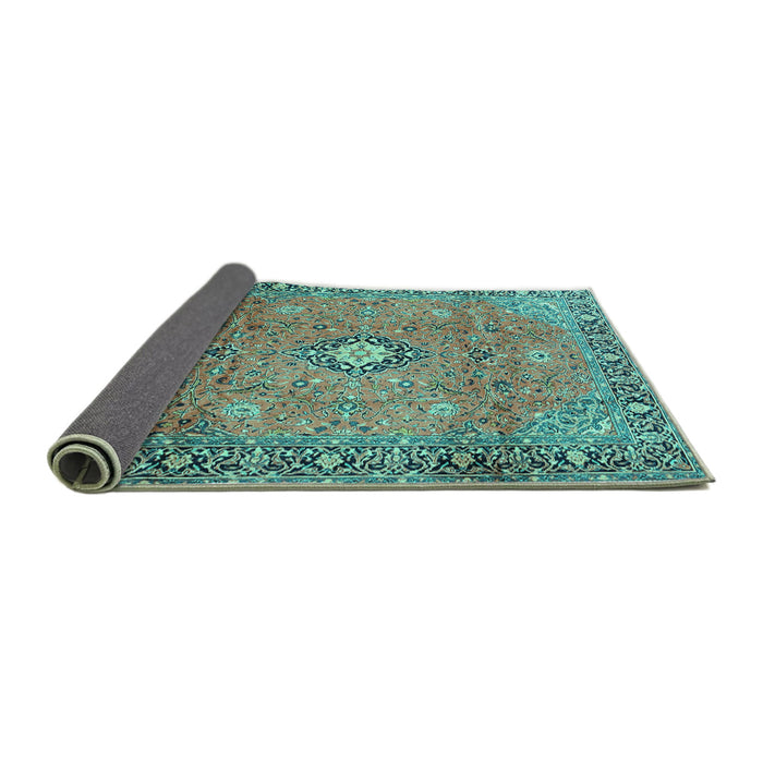 Sideview of Persian Turquoise Traditional Rug, tr3920turq
