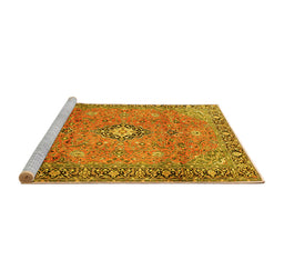Sideview of Machine Washable Persian Yellow Traditional Rug, wshtr3920yw