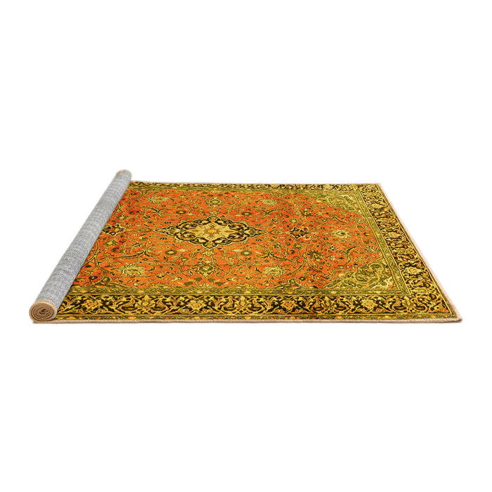 Sideview of Machine Washable Persian Yellow Traditional Rug, wshtr3920yw