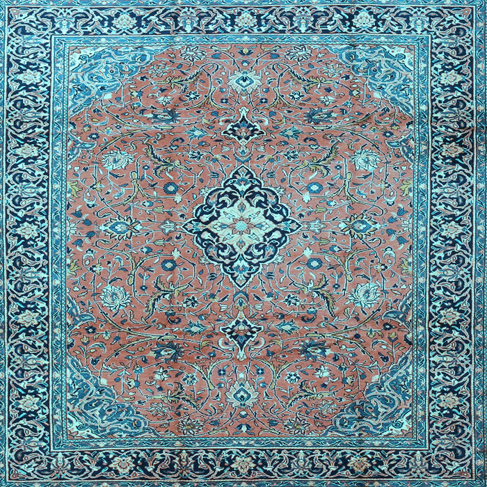 Square Machine Washable Persian Light Blue Traditional Rug, wshtr3920lblu
