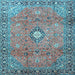 Square Machine Washable Persian Light Blue Traditional Rug, wshtr3920lblu