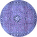 Round Machine Washable Persian Blue Traditional Rug, wshtr3920blu