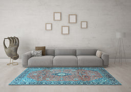 Machine Washable Persian Light Blue Traditional Rug in a Living Room, wshtr3920lblu