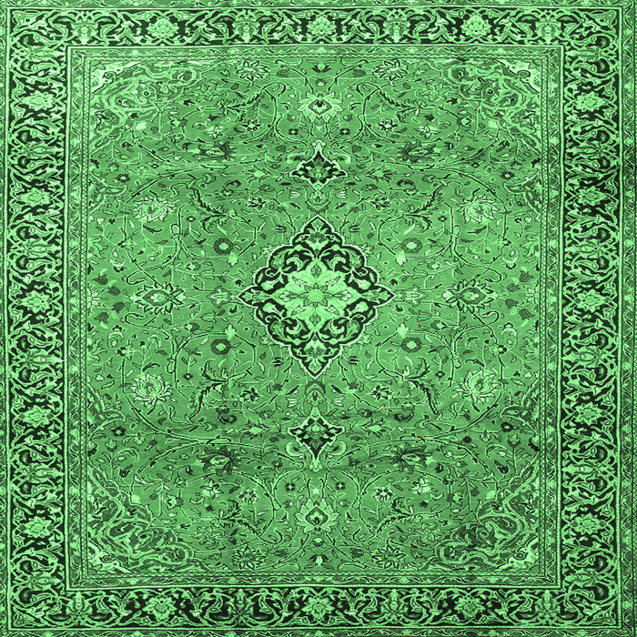 Square Machine Washable Persian Emerald Green Traditional Area Rugs, wshtr3920emgrn