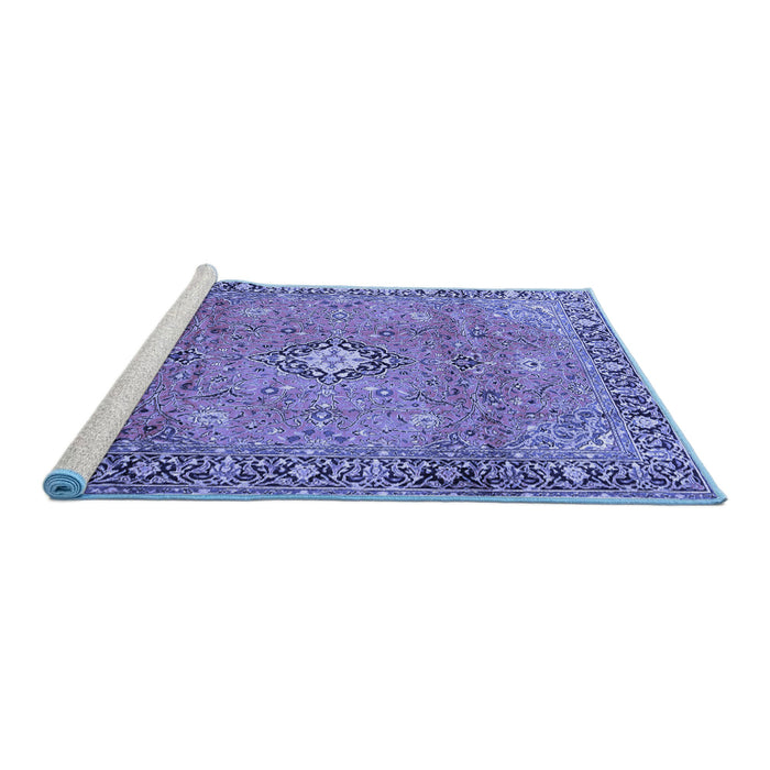 Sideview of Machine Washable Persian Blue Traditional Rug, wshtr3920blu