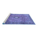 Sideview of Machine Washable Persian Blue Traditional Rug, wshtr3920blu