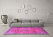 Machine Washable Persian Pink Traditional Rug in a Living Room, wshtr3920pnk