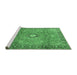 Sideview of Machine Washable Persian Emerald Green Traditional Area Rugs, wshtr3920emgrn