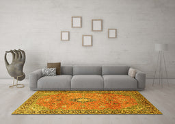 Machine Washable Persian Yellow Traditional Rug in a Living Room, wshtr3920yw
