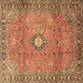 Square Machine Washable Persian Brown Traditional Rug, wshtr3920brn