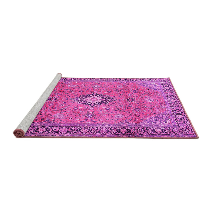 Sideview of Machine Washable Persian Pink Traditional Rug, wshtr3920pnk