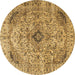 Round Machine Washable Persian Brown Traditional Rug, wshtr3921brn