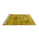 Sideview of Machine Washable Persian Yellow Traditional Rug, wshtr3921yw