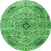Round Persian Emerald Green Traditional Rug, tr3921emgrn