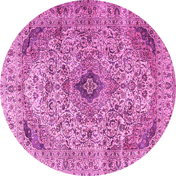 Round Machine Washable Persian Pink Traditional Rug, wshtr3921pnk
