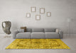 Machine Washable Persian Yellow Traditional Rug in a Living Room, wshtr3921yw