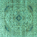 Square Persian Turquoise Traditional Rug, tr3921turq