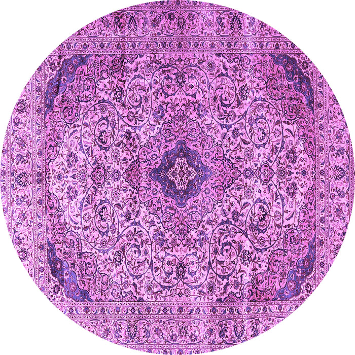 Round Machine Washable Persian Purple Traditional Area Rugs, wshtr3921pur