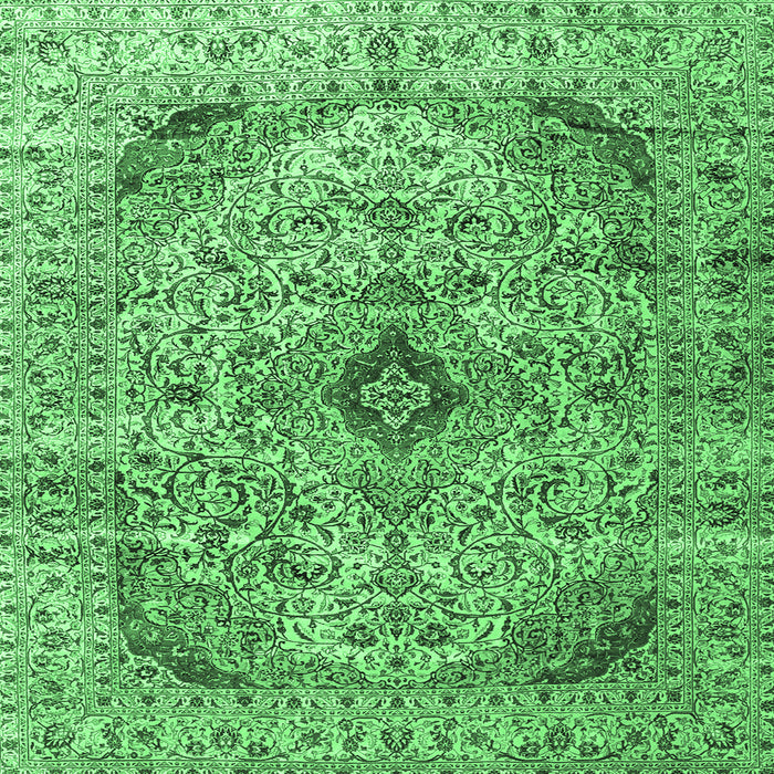 Square Persian Emerald Green Traditional Rug, tr3921emgrn
