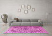 Machine Washable Persian Pink Traditional Rug in a Living Room, wshtr3921pnk