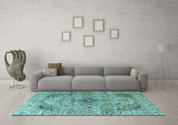 Machine Washable Persian Light Blue Traditional Rug in a Living Room, wshtr3921lblu