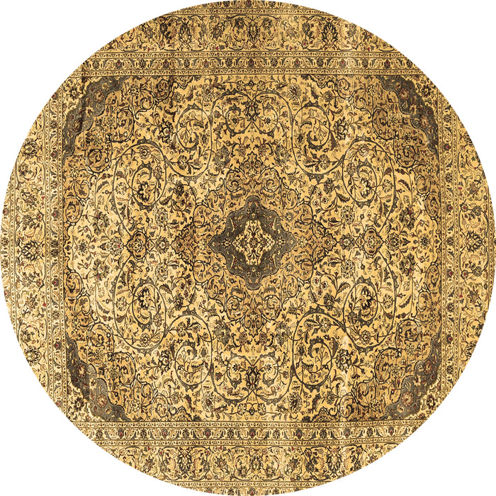 Round Persian Brown Traditional Rug, tr3921brn