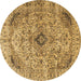 Round Persian Brown Traditional Rug, tr3921brn