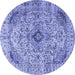 Round Machine Washable Persian Blue Traditional Rug, wshtr3921blu