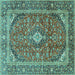 Square Persian Turquoise Traditional Rug, tr3922turq