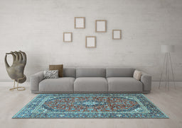 Machine Washable Persian Light Blue Traditional Rug in a Living Room, wshtr3922lblu