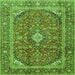 Round Machine Washable Persian Green Traditional Area Rugs, wshtr3922grn