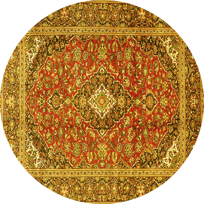 Round Persian Yellow Traditional Rug, tr3922yw