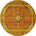 Round Persian Yellow Traditional Rug, tr3922yw